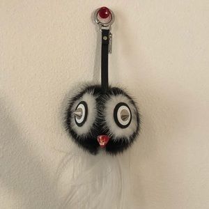 Fendi Black White Fur Mohawk Owl Monster Keychain